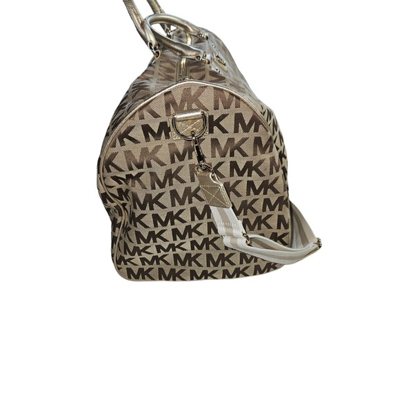 Michael Kors MK signature jacquard duffle travel bag - Picture 5 of 7